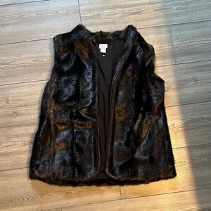 Chico's Elegant Black Faux Fur Vest